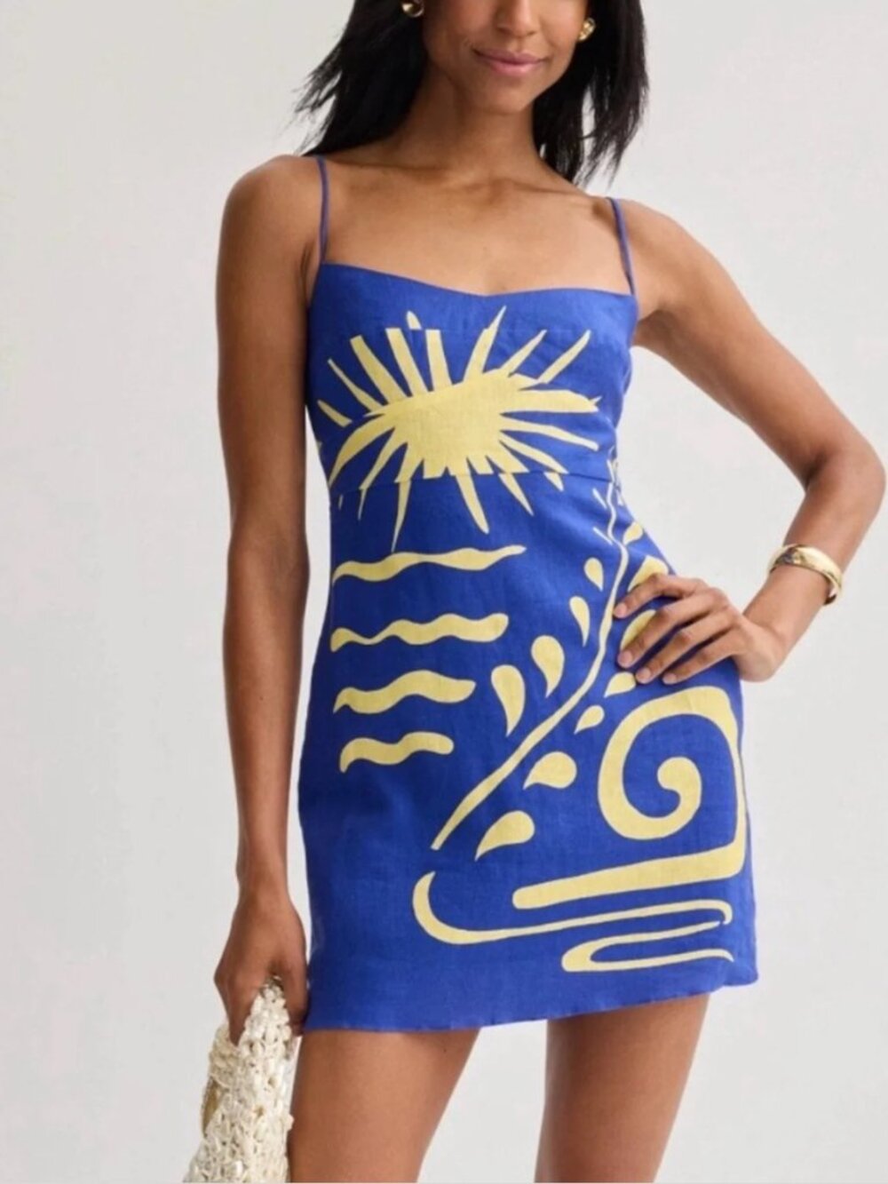 Blue & Yellow Vibrant Summer Mini Dress
